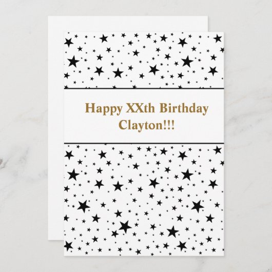 メッセージ付き黒星誕生日 招待状 (正面/裏面)