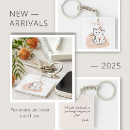 メッセージ入り オーダーメイド かわいい猫 キーチェーン