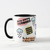 メッセージ前向きがアップし与えない マグカップ (左)