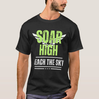 メッセージ前向きが高く舞い上がる空の男の子 Tシャツ