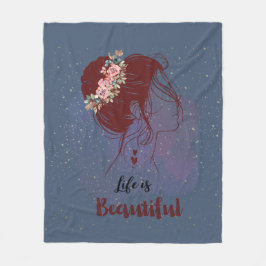 メッセージ感動的ライフは美しい フリースブランケット