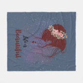 メッセージ感動的ライフは美しい フリースブランケット (正面(横))