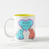 メッセージ感動的象のハートマグカップ ツートーンマグカップ (左)