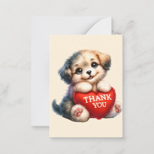 メッセージ感謝していパピーを追加かわいい ノートカード (正面)