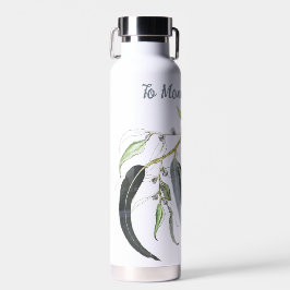 メッセージ淡い色の付きグリーンガムの葉 ウォーターボトル