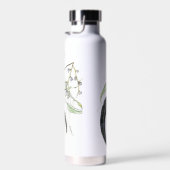 メッセージ淡い色の付きグリーンガムの葉 ウォーターボトル (右面)