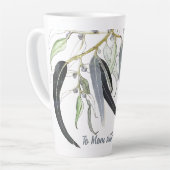 メッセージ淡い色の付きグリーンガムの葉 カフェラテマグ (左アングル)