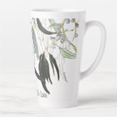 メッセージ淡い色の付きグリーンガムの葉 カフェラテマグ (右)