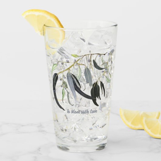 メッセージ淡い色の付きグリーンガムの葉 タンブラーグラス (アイス正面)