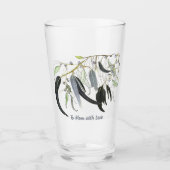 メッセージ淡い色の付きグリーンガムの葉 タンブラーグラス (正面)