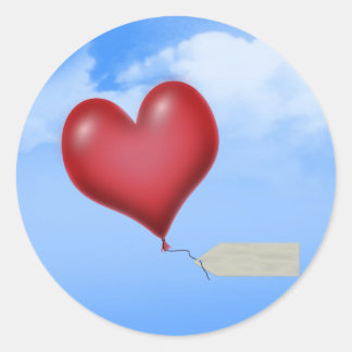 メッセージ独身のラベル付きバルーンハート ラウンドシール