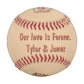 メッセージ素朴を愛する二人のかわいいハリネズミ 野球ボール (裏面)