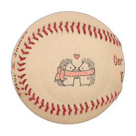 メッセージ素朴を愛する二人のかわいいハリネズミ 野球ボール