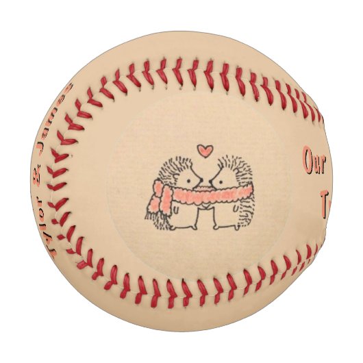 メッセージ素朴を愛する二人のかわいいハリネズミ 野球ボール (正面左)