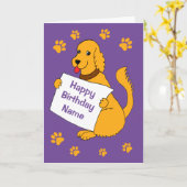 メッセージ紫の可愛い漫画誕生日 カード (黄色い花)