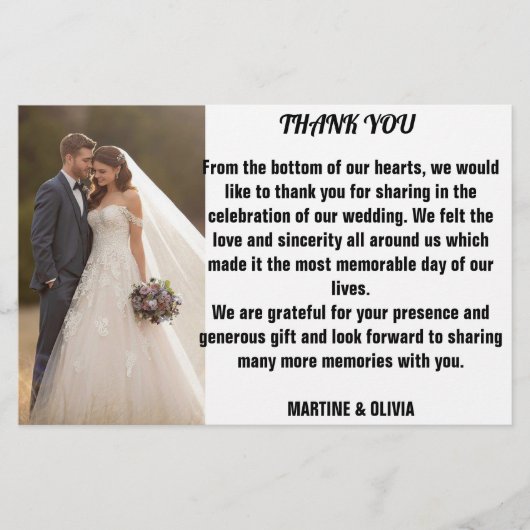 メッセージ結婚とサンキューカード 便箋 (正面)