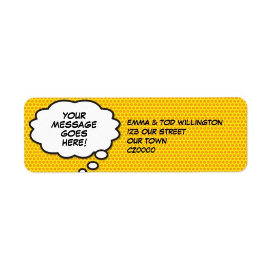 メッセージ考えバブルおもしろいレトロ漫画ブックポップ・アートの ラベル (正面)