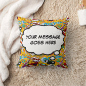 メッセージ考えバブルおもしろいレトロ漫画ブック クッション (ブランケット)