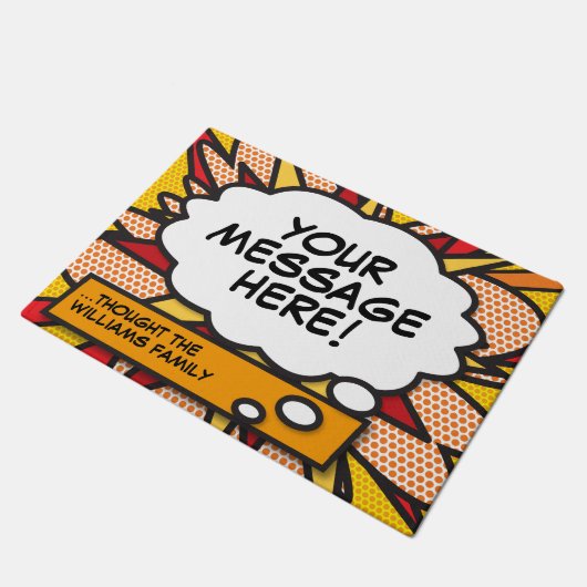 メッセージ考えバブルおもしろいレトロ漫画ブック ドアマット (アングル)