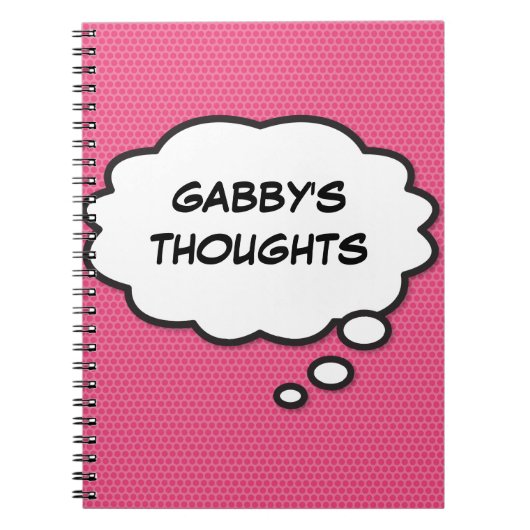 メッセージ考えバブルおもしろいレトロ漫画ブック ノートブック (正面)