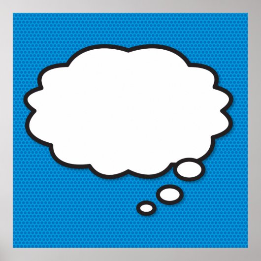 メッセージ考えバブルおもしろいレトロ漫画ブック ポスター (正面)