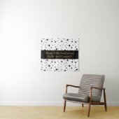 メッセージ記念日の白/黒の星 タペストリー (インサイチュ(横))