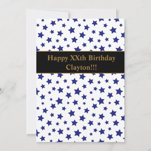 メッセージ誕生日パーティーの招待状とブルースター 招待状 (正面)