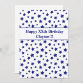 メッセージ誕生日パーティー付きブルースターズ 招待状 (正面/裏面)