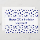 メッセージ誕生日パーティー付きブルースターズ 招待状 (正面/裏面)