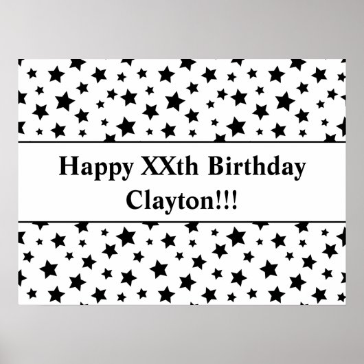 メッセージ誕生日ポスター付き黒星 ポスター (正面)