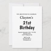 メッセージ誕生日付きピンク色の黒い星 招待状 (裏面)