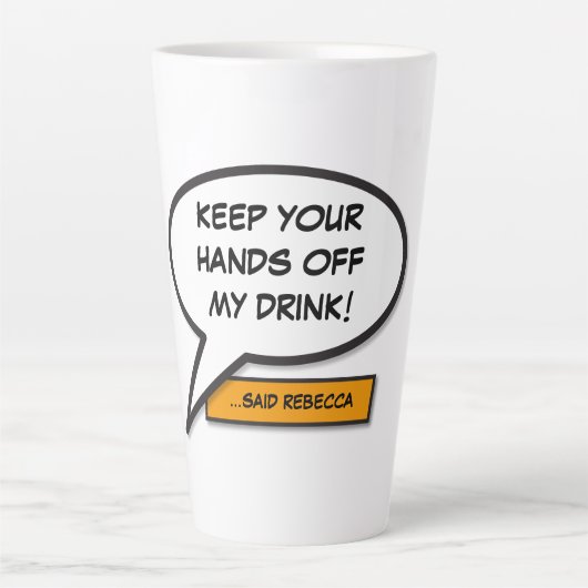 メッセージ音声バブルおもしろいレトロ漫画ブック カフェラテマグ (正面)