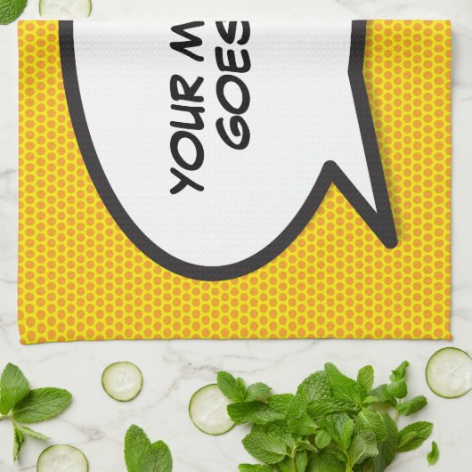 メッセージ音声バブルおもしろいレトロ漫画ブック キッチンタオル (折り畳み)