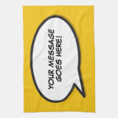 メッセージ音声バブルおもしろいレトロ漫画ブック キッチンタオル (縦)