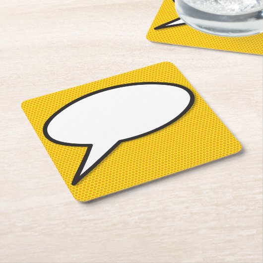 メッセージ音声バブルおもしろいレトロ漫画ブック スクエアペーパーコースター (アングル)