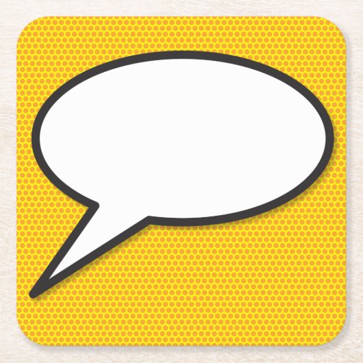 メッセージ音声バブルおもしろいレトロ漫画ブック スクエアペーパーコースター (正面)