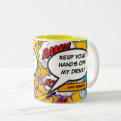 メッセージ音声バブルおもしろいレトロ漫画ブック ツートーンマグカップ (正面右)