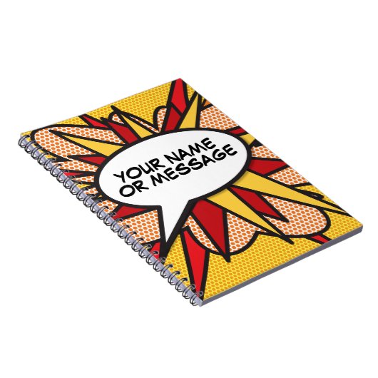 メッセージ音声バブルおもしろいレトロ漫画ブック ノートブック (右側)