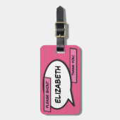 メッセージ音声バブルおもしろいレトロ漫画ブック ラゲッジタグ (正面縦)