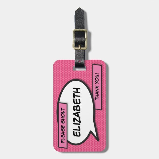 メッセージ音声バブルおもしろいレトロ漫画ブック ラゲッジタグ (正面縦)