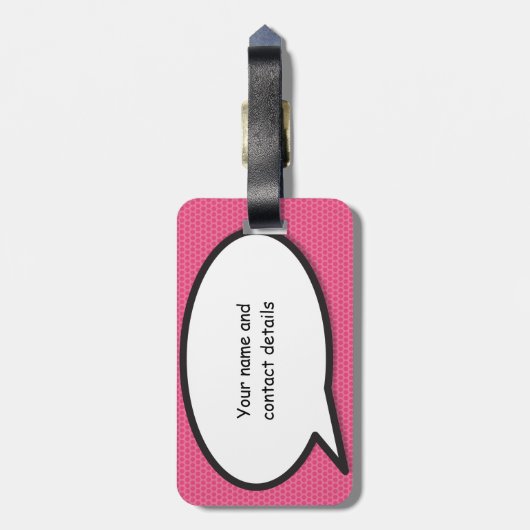 メッセージ音声バブルおもしろいレトロ漫画ブック ラゲッジタグ (裏面縦)