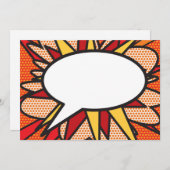 メッセージ音声バブルおもしろいレトロ漫画ブック 案内状 (正面/裏面)