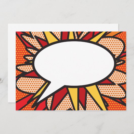 メッセージ音声バブルおもしろいレトロ漫画ブック 案内状 (正面/裏面)