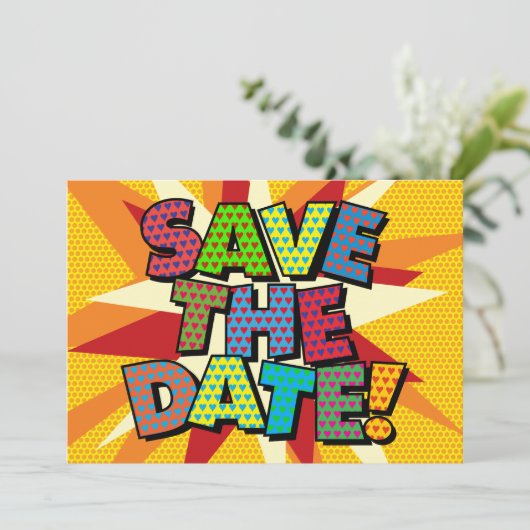 メッセージ音声バブルの日付の保存おもしろい 案内状 (スタンド正面)