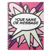 メッセージ音声バブルピンク漫画帳 ノートブック (正面)