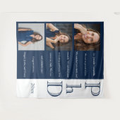 メッセージ フォト 青 PhD 卒業 タペストリー (正面(横))