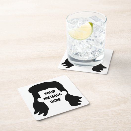 メッセーパーソナライズされたジおもしろいミュレットイラストレーション スクエアペーパーコースター (インサイチュ)