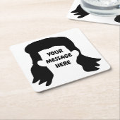 メッセーパーソナライズされたジおもしろいミュレットイラストレーション スクエアペーパーコースター (アングル)