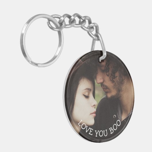 メッセーパーソナライズされたジとフォトカップルのロマンチック キーホルダー (正面左)