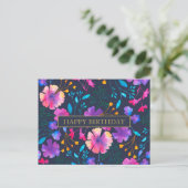 メッセーパーソナライズされたジカラフルフローラはがき ポストカード (スタンド正面)